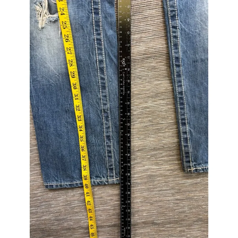 Aeropostale Driggs Slim Bootcut Jeans Mens 30x30 Blue Distressed Medium Wash